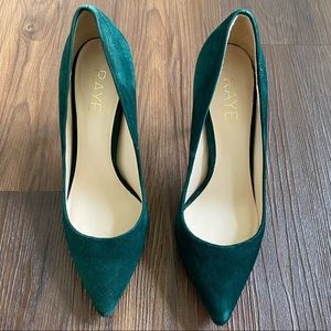 Revolve RAYE emerald forest green suede leather heels PUMPS